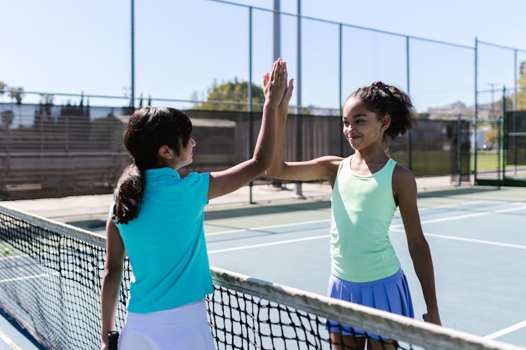 Girls Playing Tennis