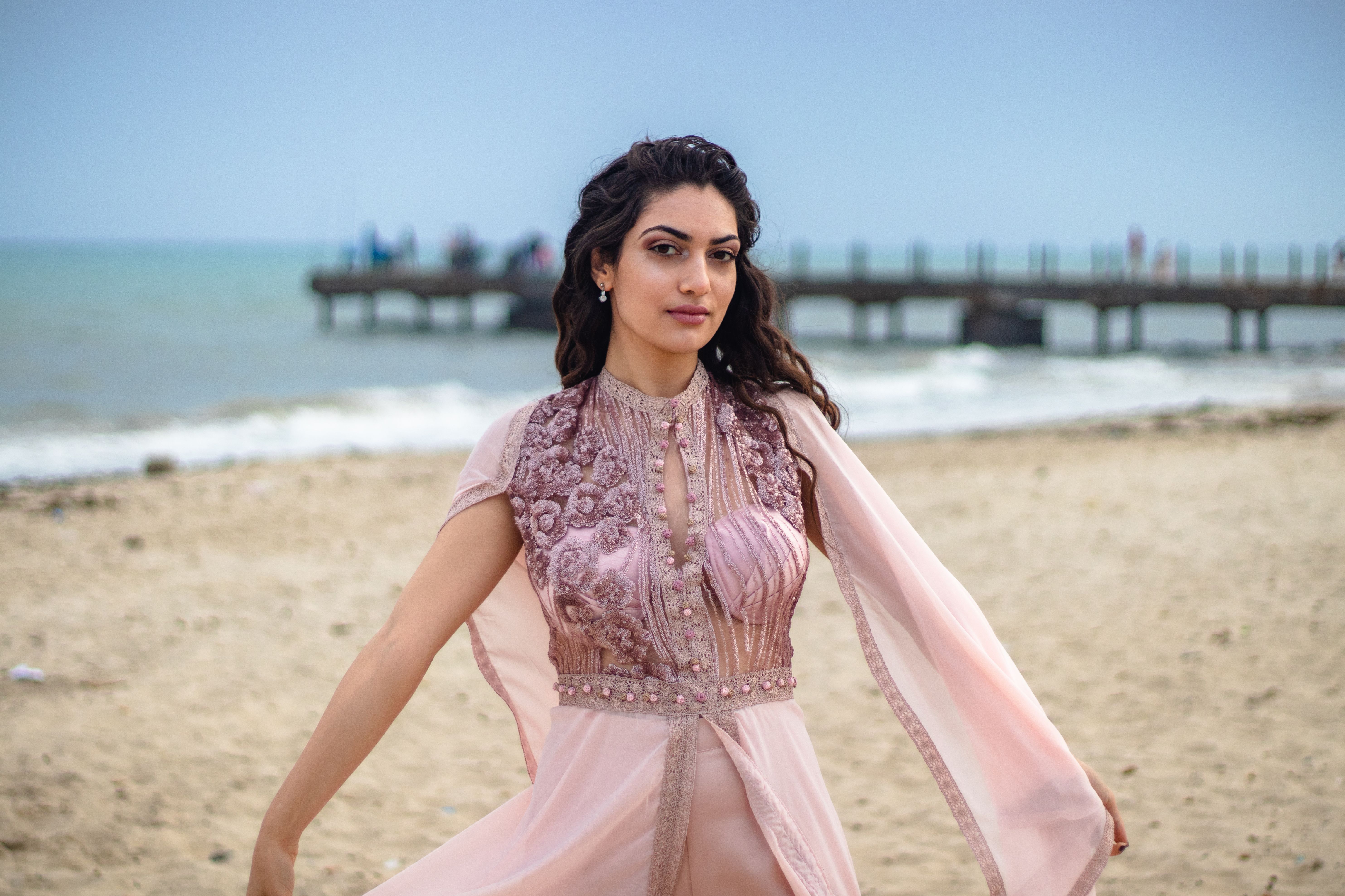 Woman Dress a Gown Standing on the Beach · Free Stock Photo