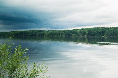 Free Dark Clouds Above a River  Stock Photo