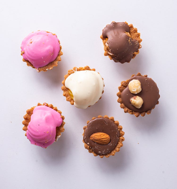 Chocolate Desserts On White Studio Background