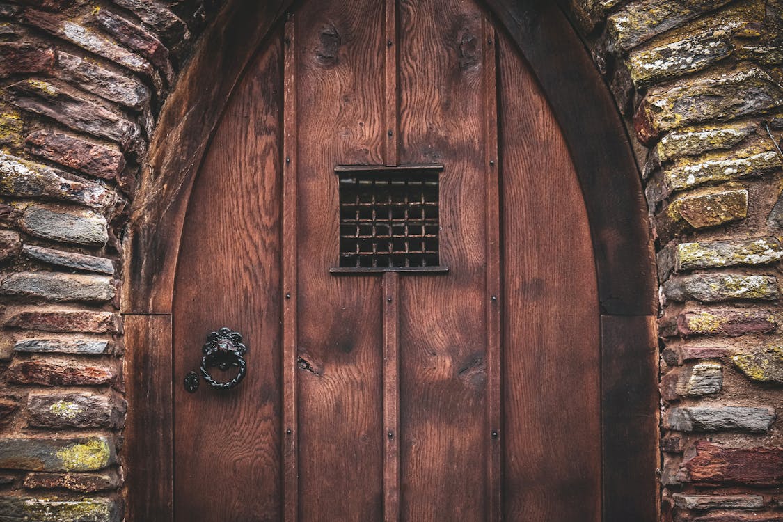 Old Wooden Doors in Stone Building
