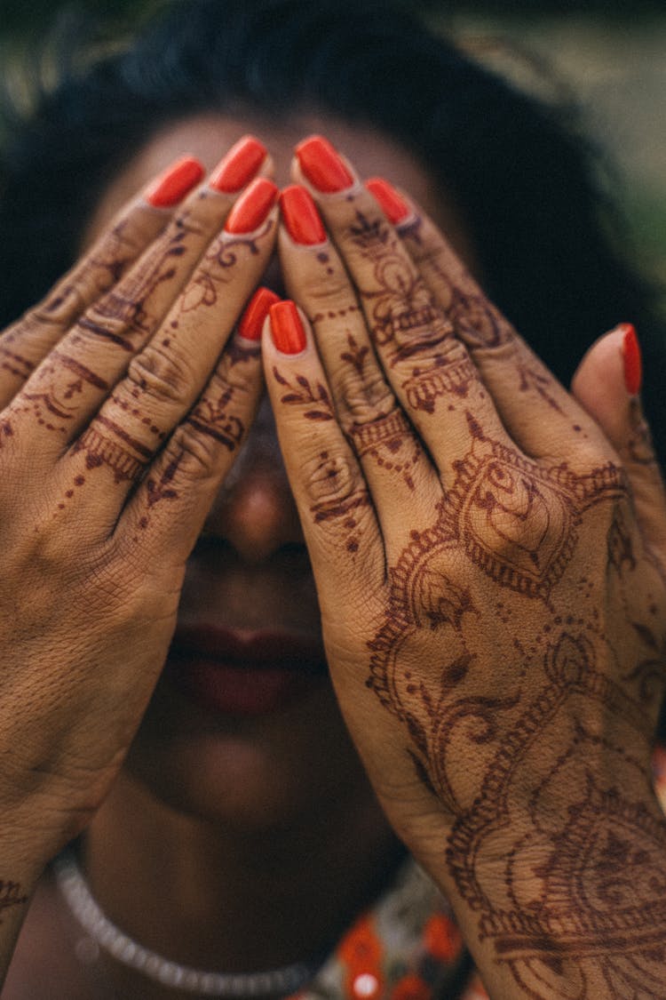 Hands Covered In Henna 