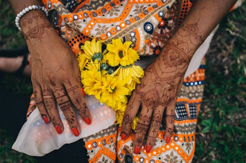 Free Person's Hands with Traditional Tattoo Stock Photo