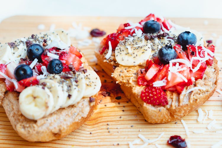 Close-up Of Toast With Fruit Toppings