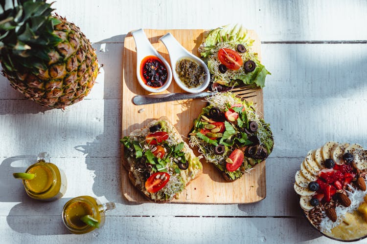 Food On Brown Wooden Chopping Board