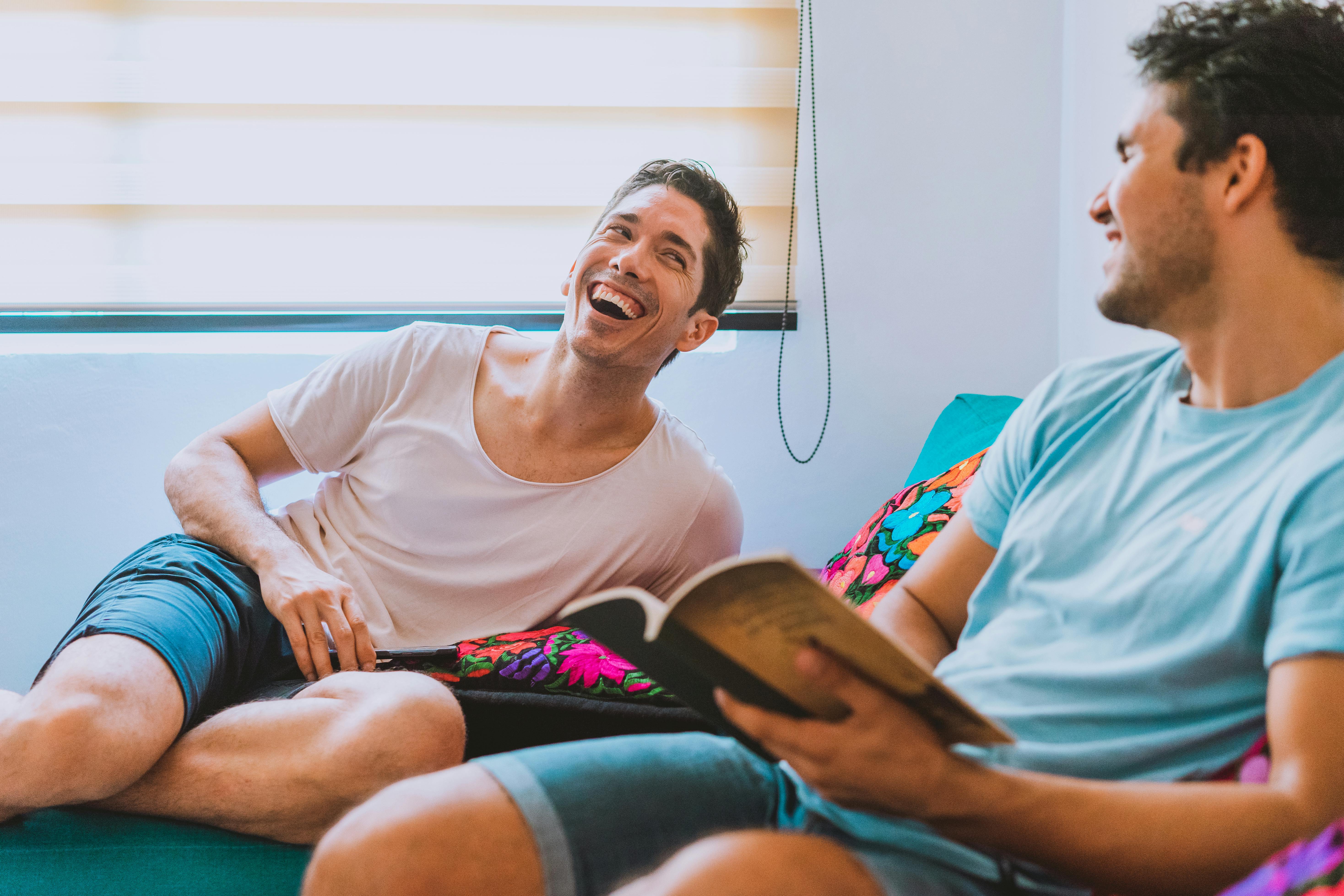 a couple laughing together