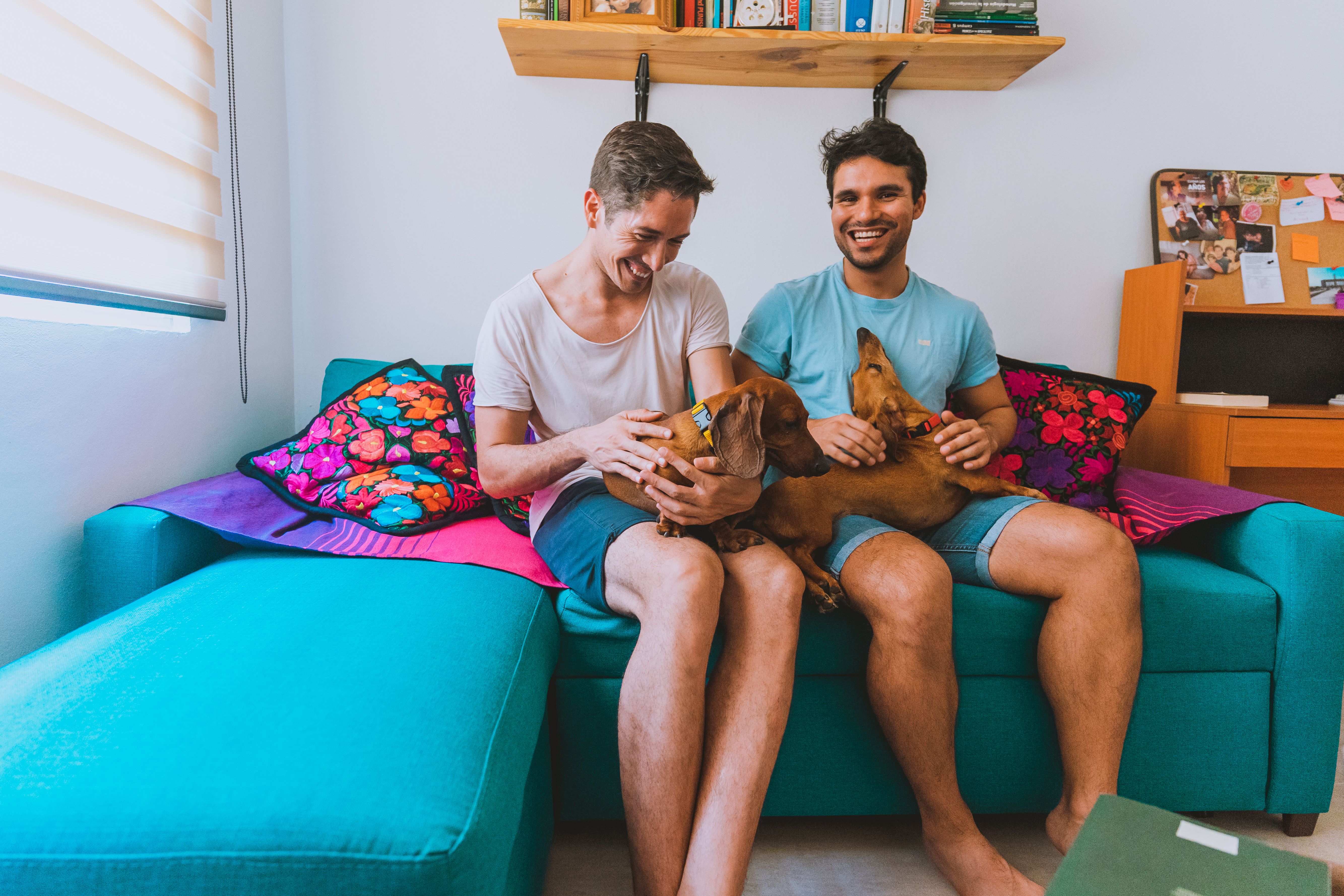 a couple sitting on the couch