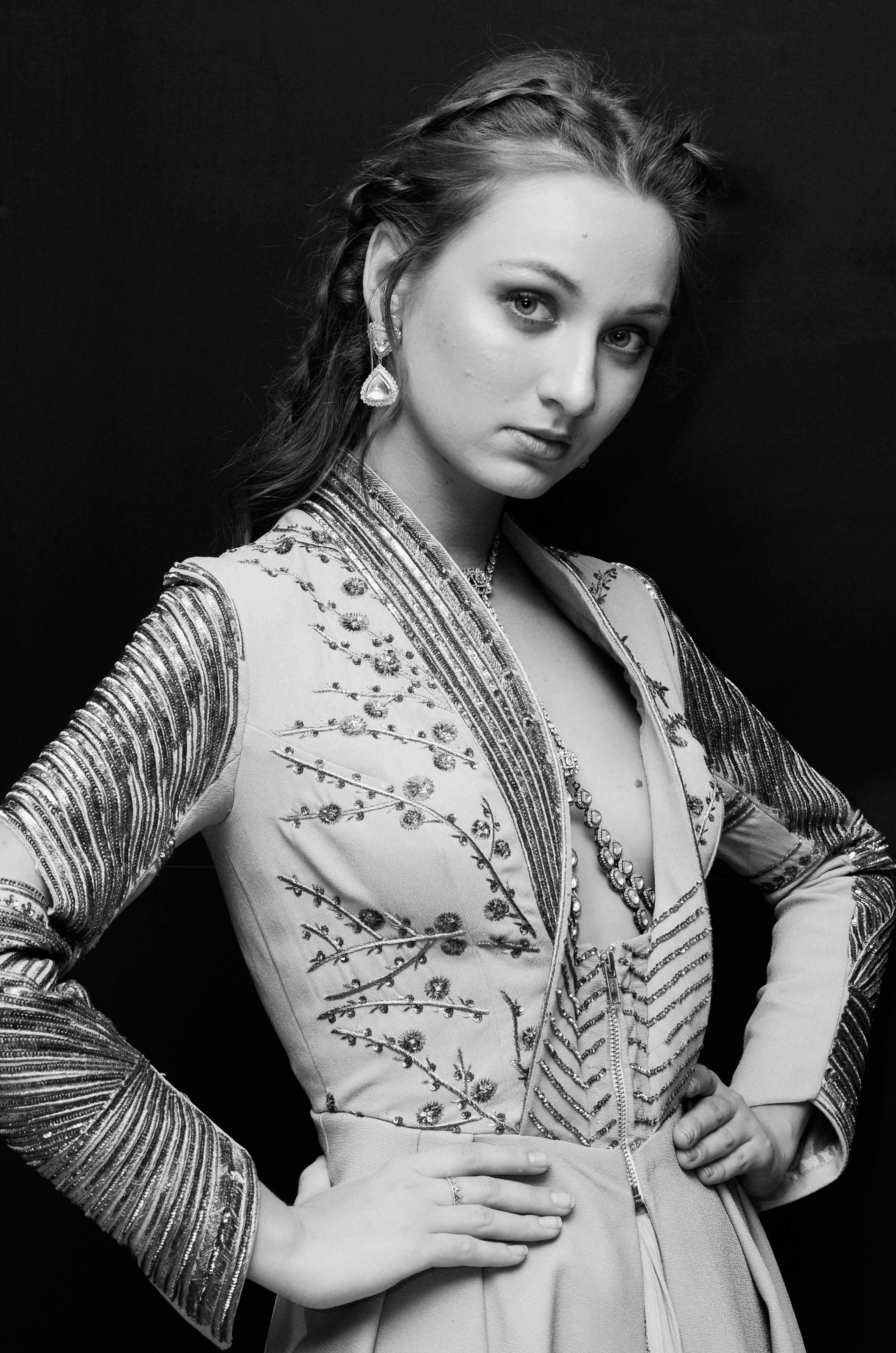 Grayscale Photo of a Woman in a Traditional Dress · Free Stock Photo
