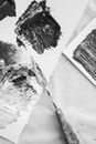 A Palette Knife and Paint Mixtures in Black and White