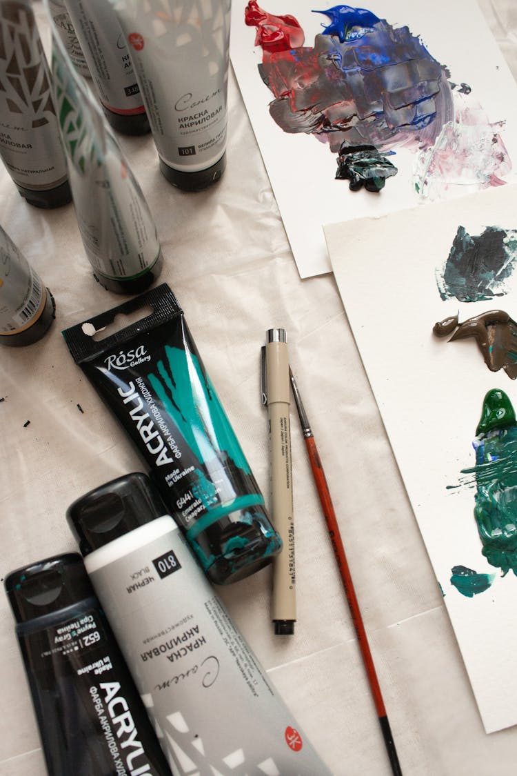 Painting Materials And Paint Mixtures On Paper