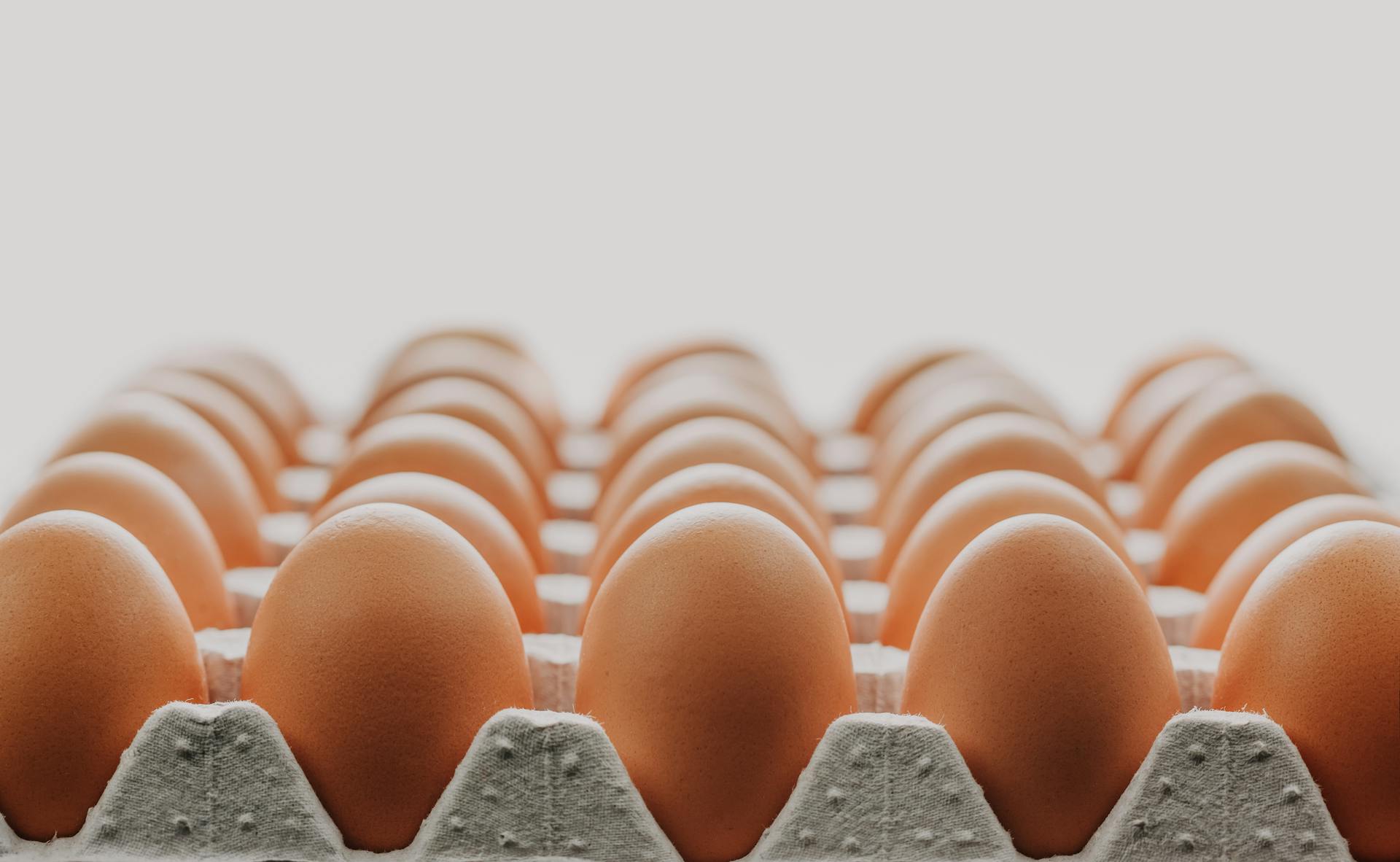 A detailed image of brown eggs neatly arranged in a carton. Perfect for food industry visuals.