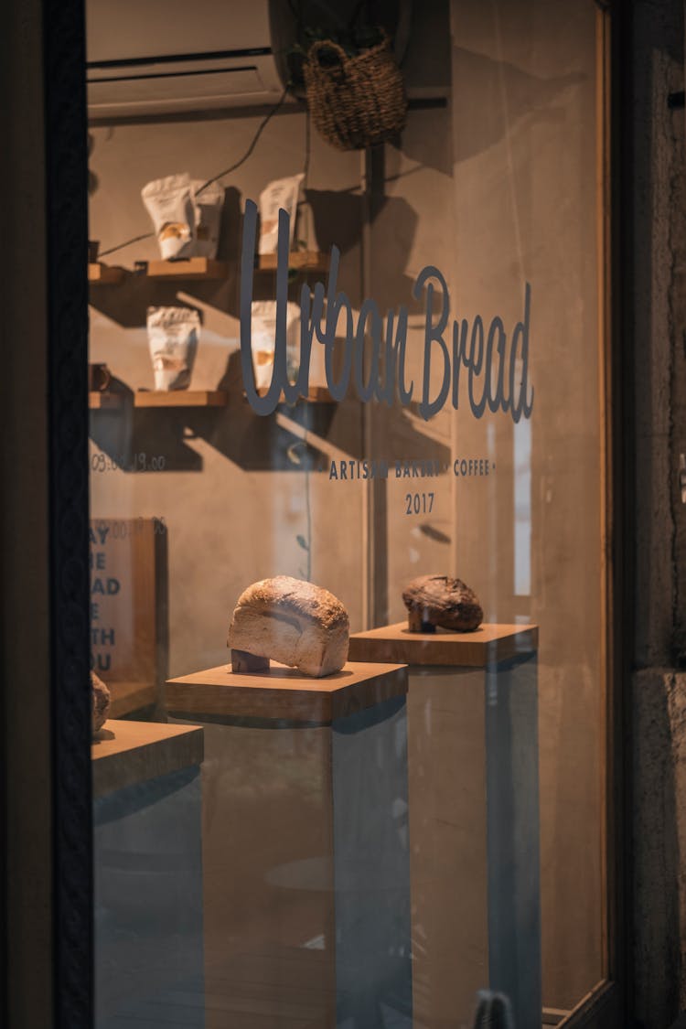 Bakery Window Case With Bread Exhibition