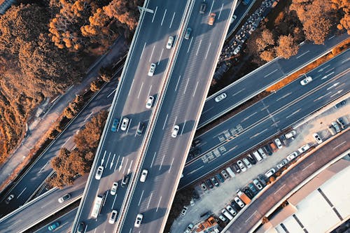 Imagine de stoc gratuită din aeriană, autostradă, autoturisme