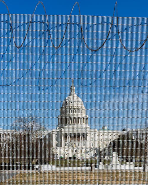 Free Barbed Wire Fence Around the White House in Washington DC Stock Photo