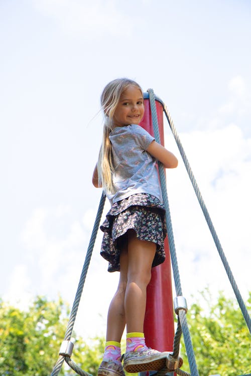 Low Angle Shot of an Adorable Child