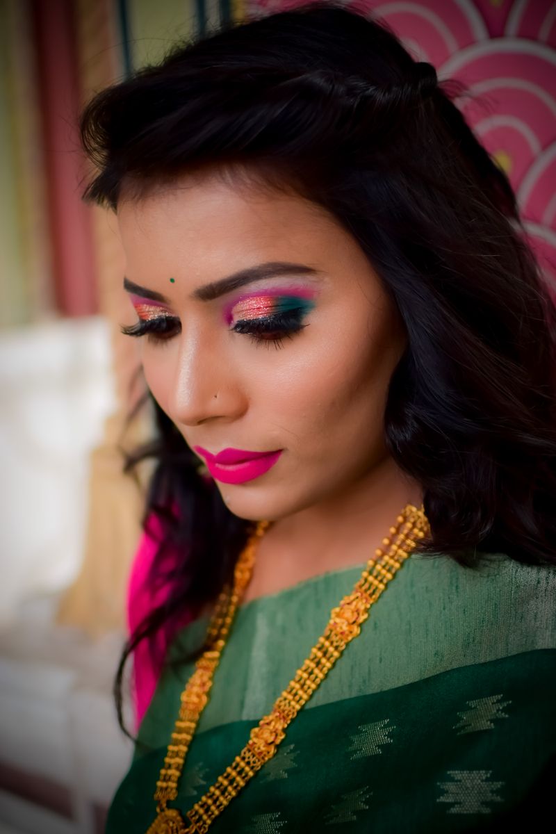 Woman wearing a gold festive necklace