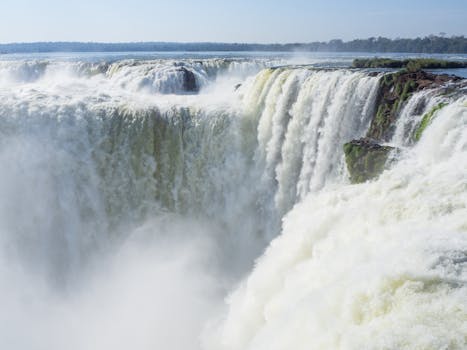 Breathtaking view of Iguazu Falls' powerful cascades in a natural setting.