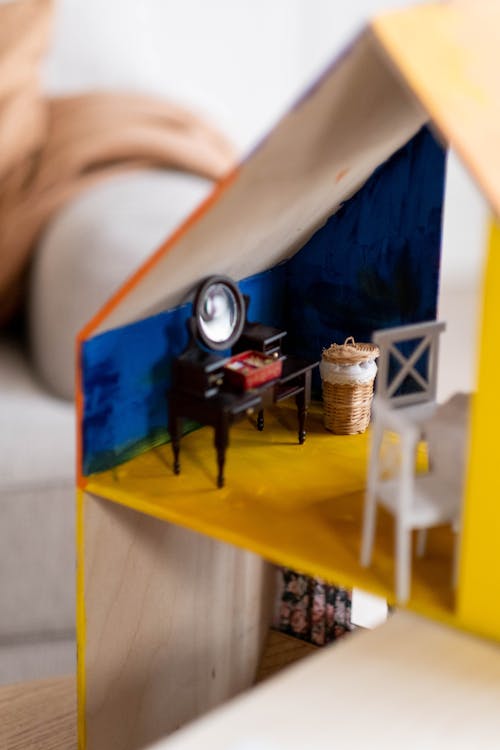Dollhouse with Miniature Dresser 