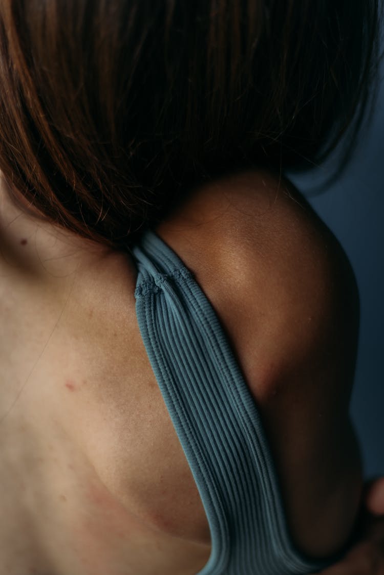 Close-up Of A Sports Bra Strap On Womans Back 