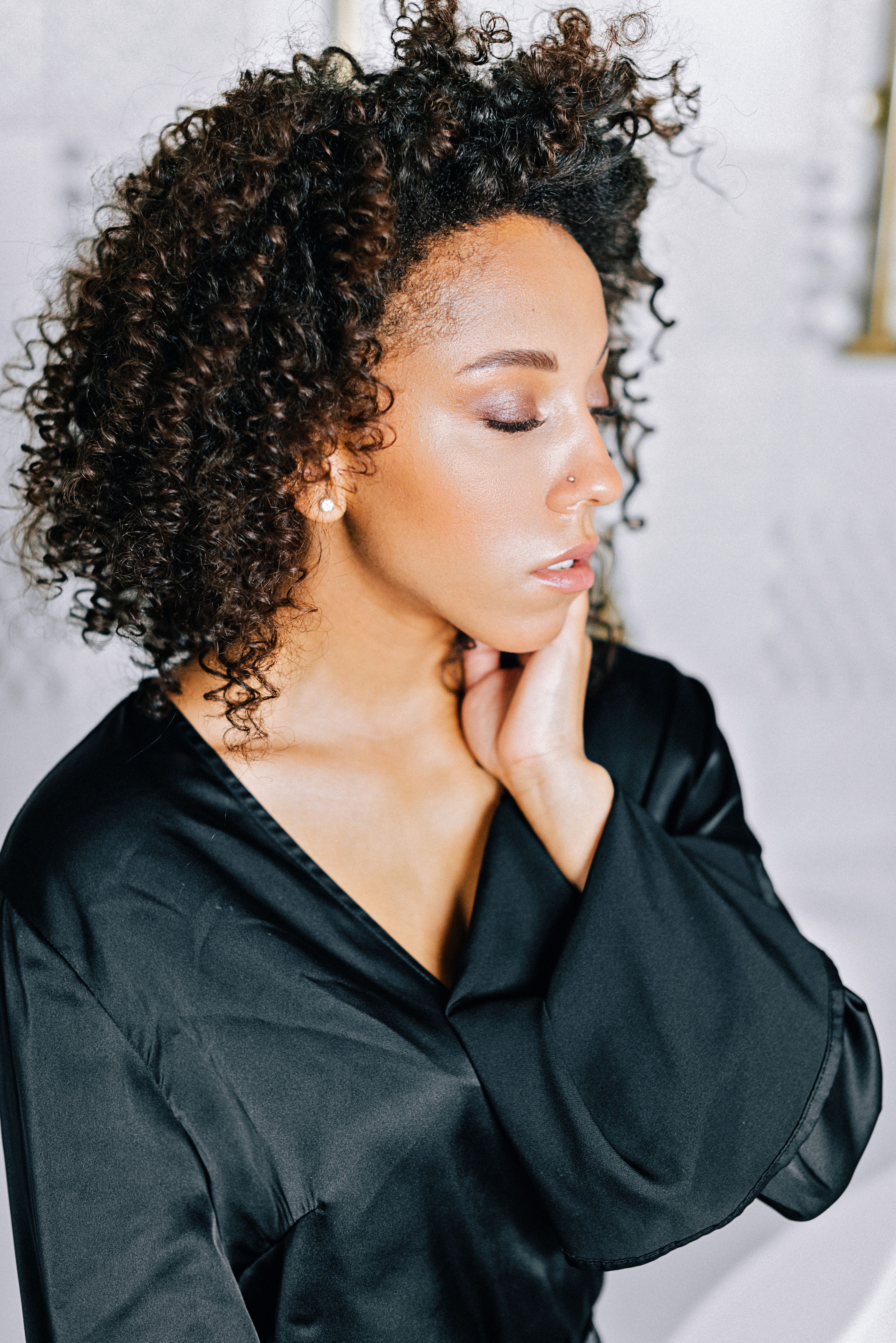 Woman Touching Her Neck While Her Eyes Closed · Free Stock Photo