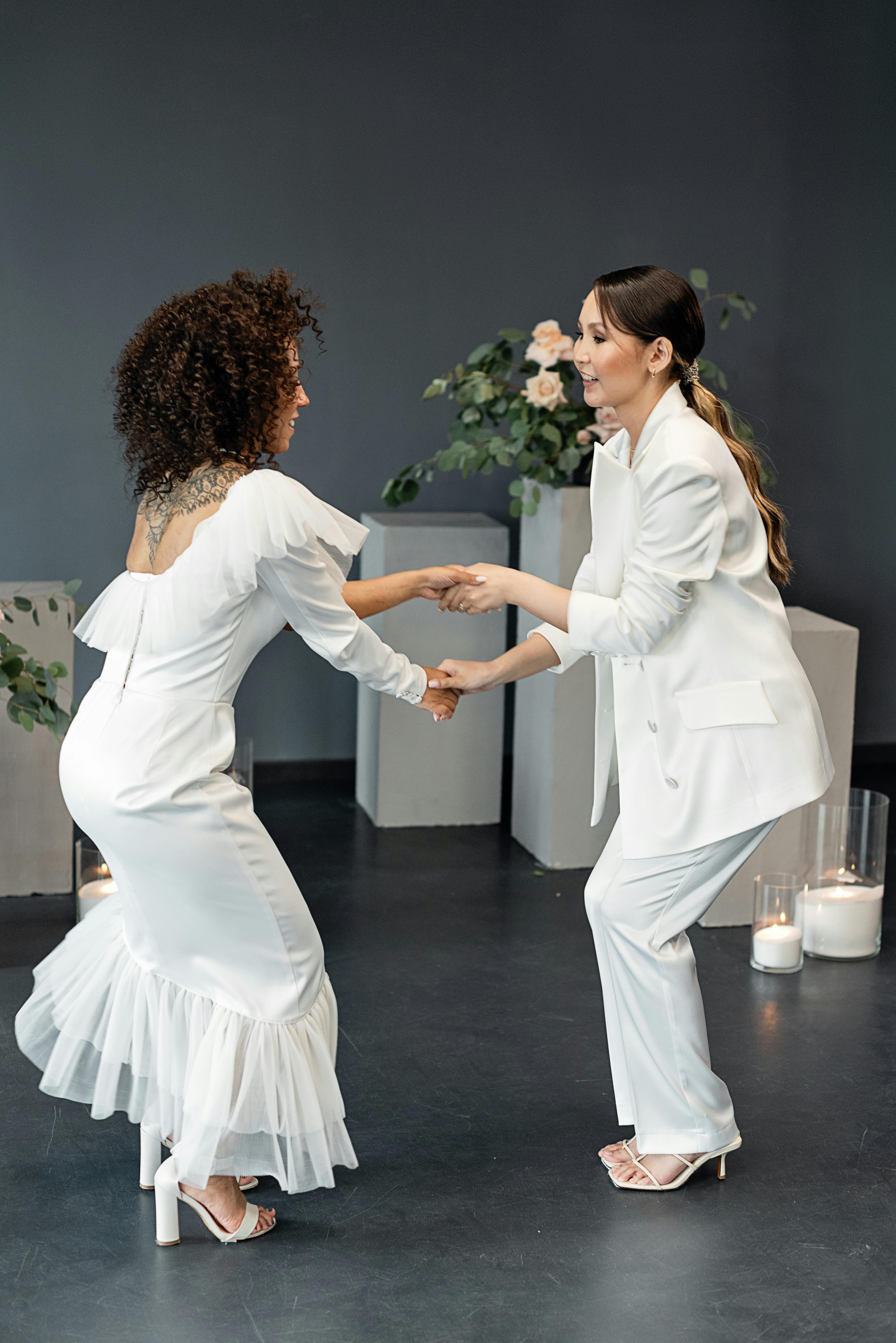 brides dancing at a wedding reception