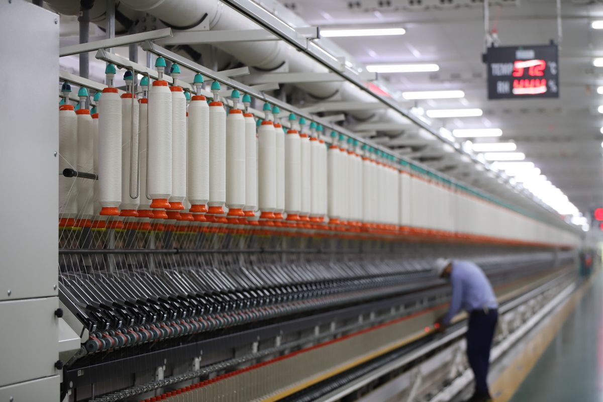 Textile factory spinning machinery