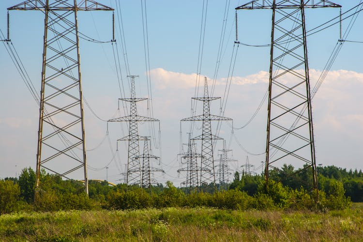 Symmetrical View Of Electricity Towers