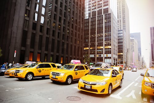 Free Yellow Vehicles at the Street Stock Photo