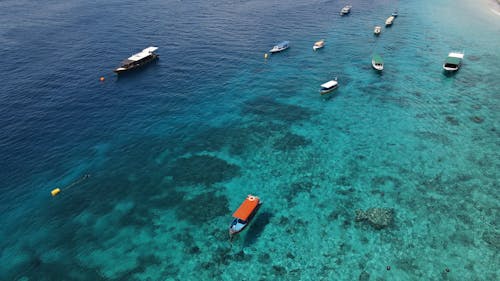 An Aerial Shot of Boats on the Sea
