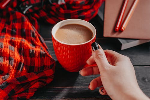 Free Red Ceramic Cup with Hot Coffee Stock Photo