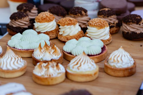 Free Delicious Cream Puffs and Tart Cakes  Stock Photo