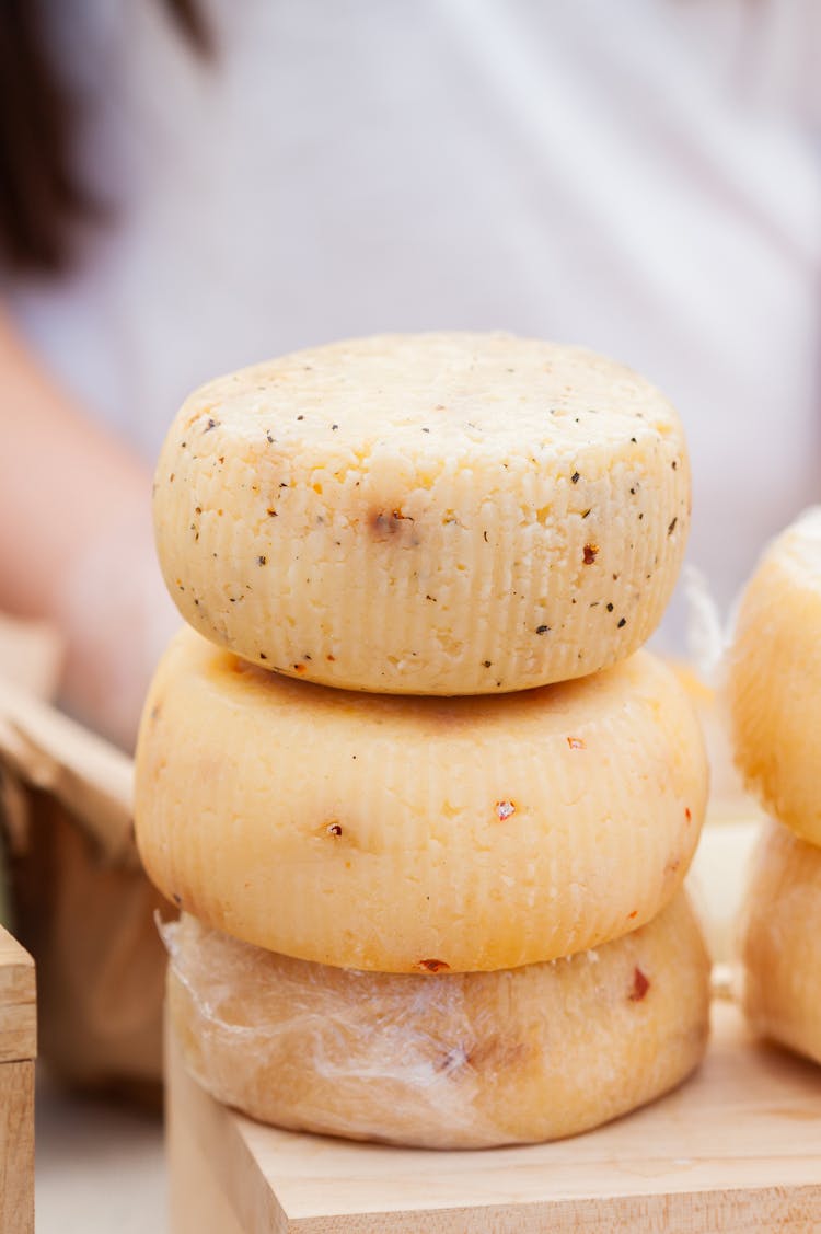 Close Up Of Stacked Cheese