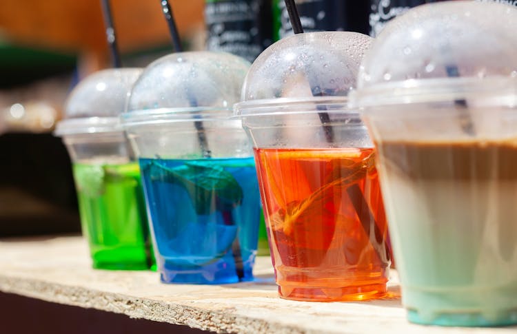 Colorful Drinks With Straws