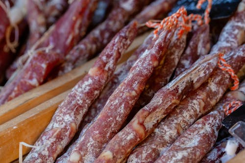 Displayed Salami Sausages