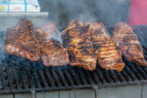 Free Grilling of Meat  Stock Photo