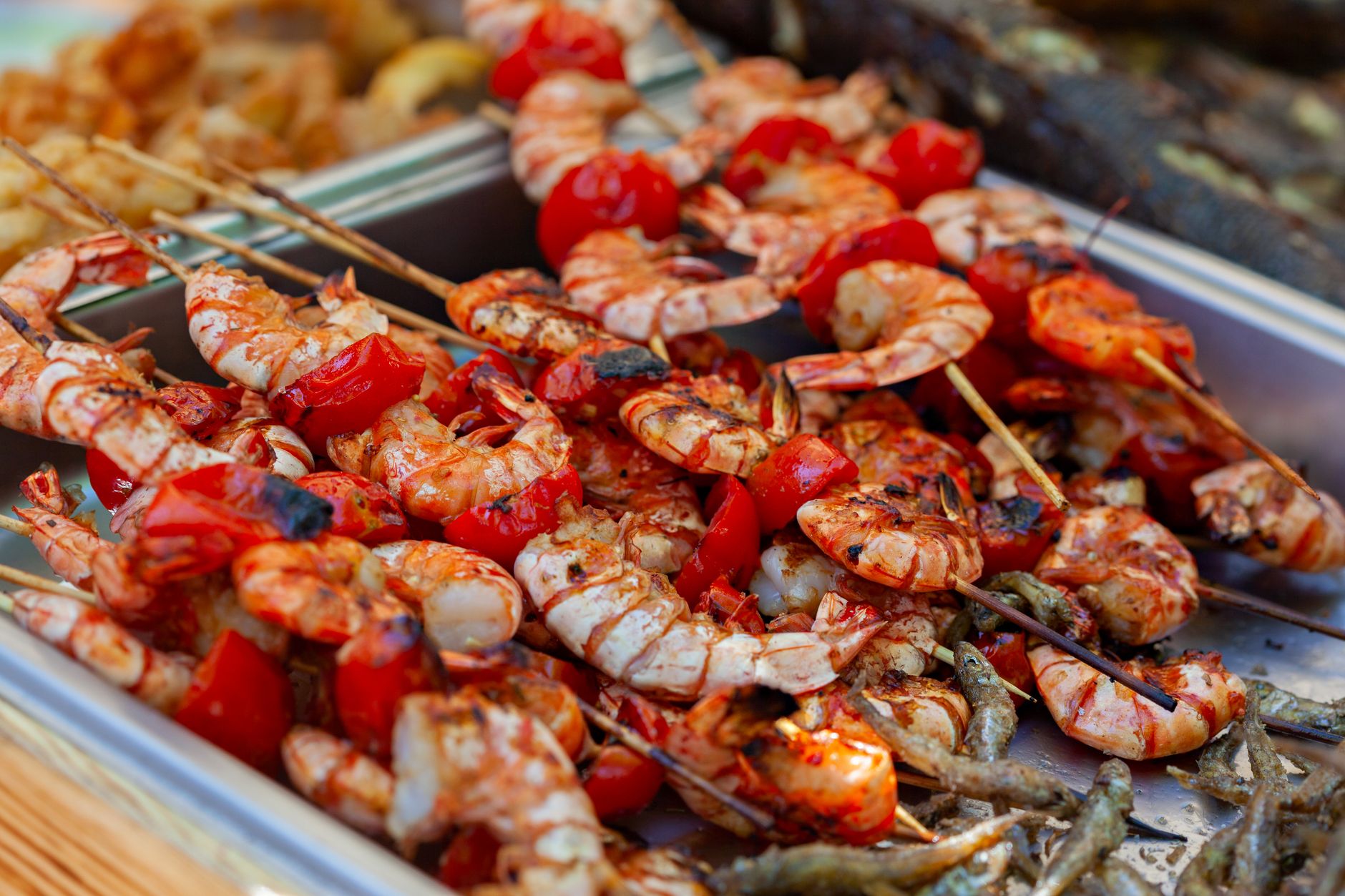 Grilled shrimp kabobs with pineapple and bell peppers