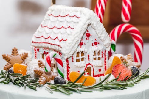 Gingerbread House on Top of a Cake 