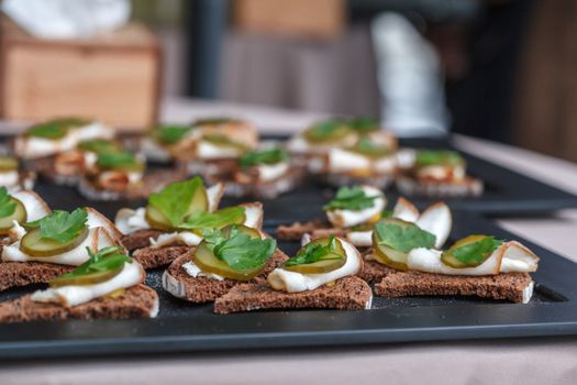 Close up of Canape with Pickles