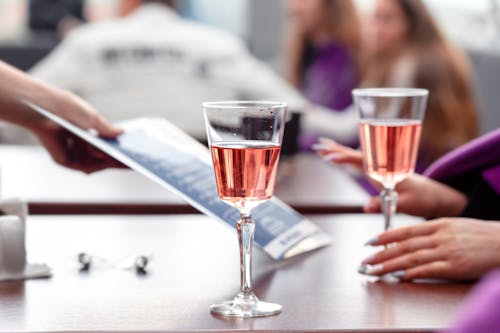 Champagne Glass with Pink Beverage