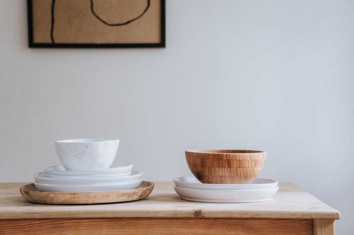 Handmade bowls and plates on a table