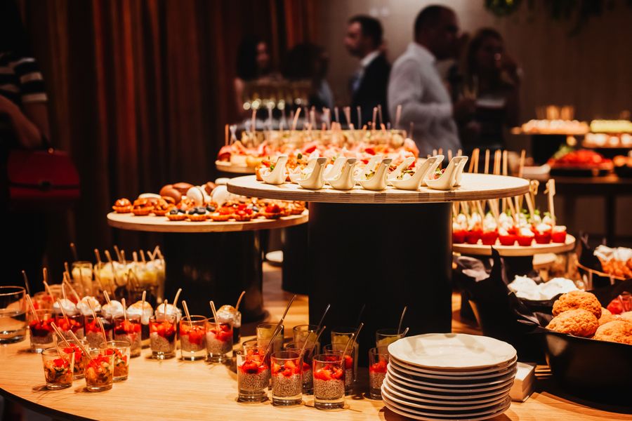 An elegant table with bite-sized food