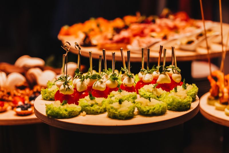 taco bar with tortillas and toppings