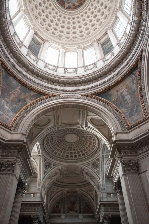 Free Breathtaking interior view of the Pantheon's dome, showcasing neoclassical architecture in Paris. Stock Photo