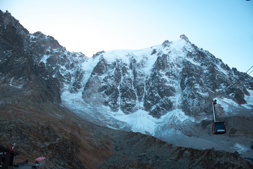 Rocky Mountains in Snow and Aerial Tram