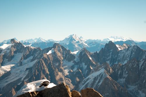Free Breathtaking view of snow-capped peaks in the French Alps, captured in Chamonix. Stock Photo