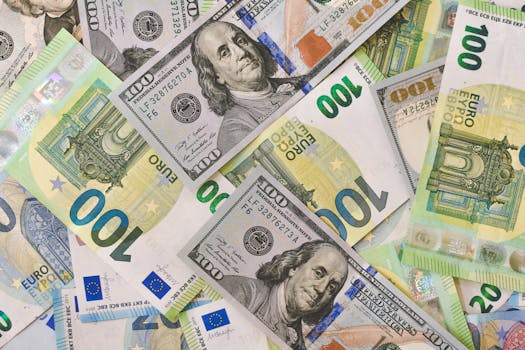 A detailed view of American and Euro currency notes, emphasizing global finance.