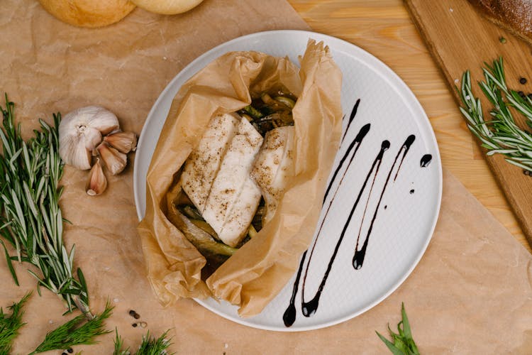 Overhead Shot Of A Fish Dish