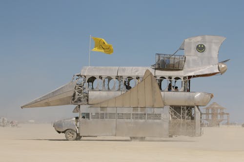 Bus with Wings at Burning Man Festival in Nevada, USA
