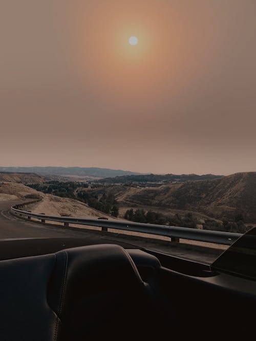 Landscape of a Desert from a Car 