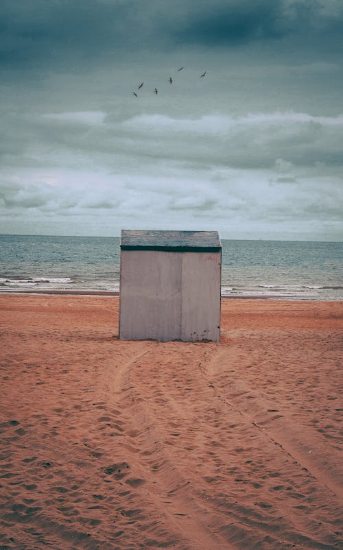 Free Gray Storage Shed on Brown Sand Stock Photo